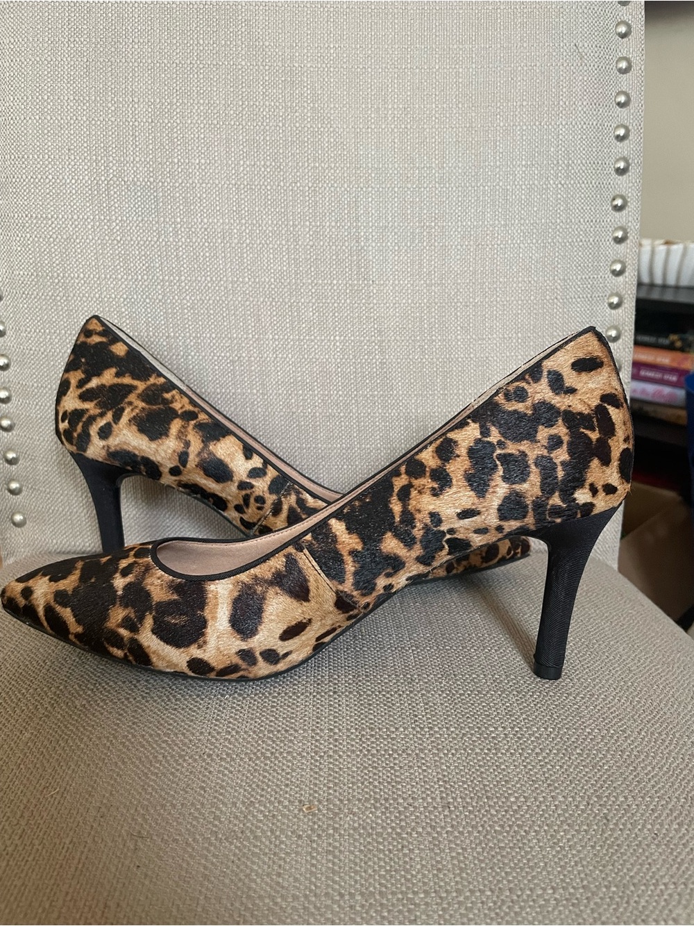 Rockport Leopard Print Pointed Toe Pumps in Tan and Black